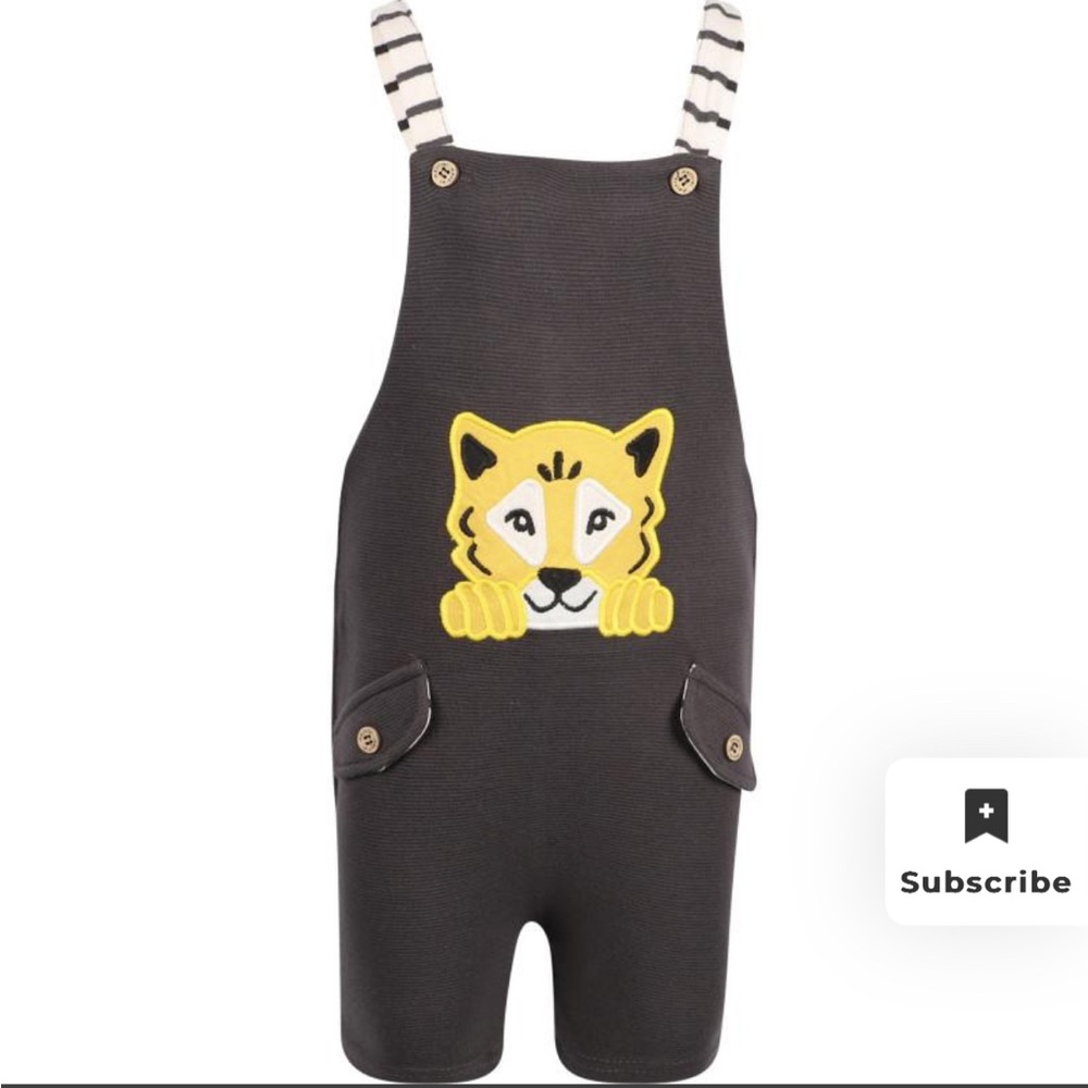 Mayoral Tiger applique babies dark gray dungaree with pockets